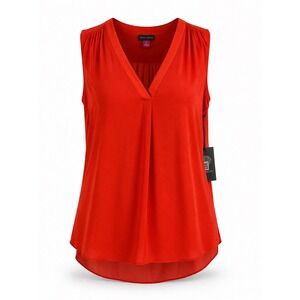 Vince Camuto Utility Twist Blouse Womens XL Red Orange NEW Sleeveless V-Neck